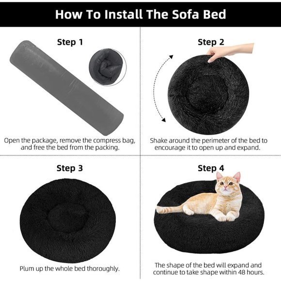 24” Amazing Dog Bed for Small Medium Large Dogs 40lb, Calming Pet Bed, Washable - Picture 8 of 9